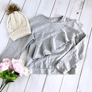 Love Fire Gray Sweatshirt with Ruffle
